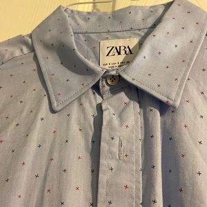 Zara Slim Fit Blue Button Down with Design Men's S